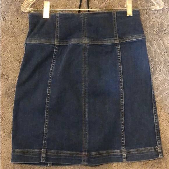 FREE PEOPLE Corset-Laced Detail DENIM SKIRT NWOT - Picture 7 of 7